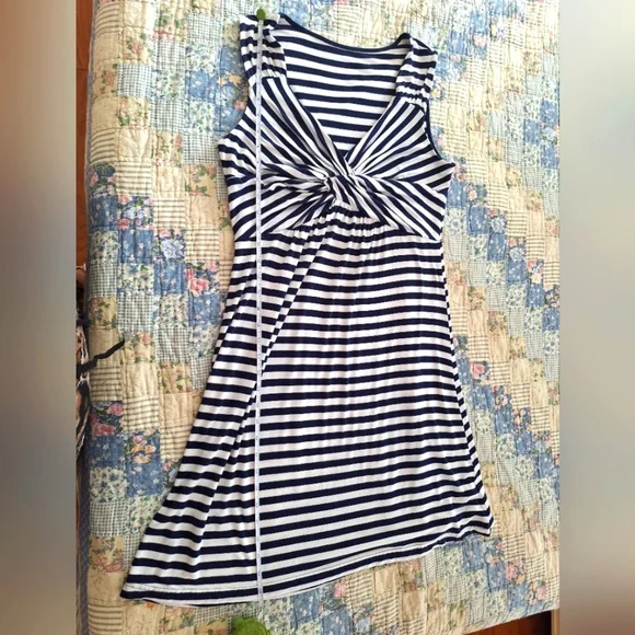 SPENSE Tank Dress Stretchy Casual Blue & White Stripes-Large - Picture 3 of 10